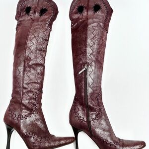 Donald Pliner Tall Red Western Pointer Boots Size 7